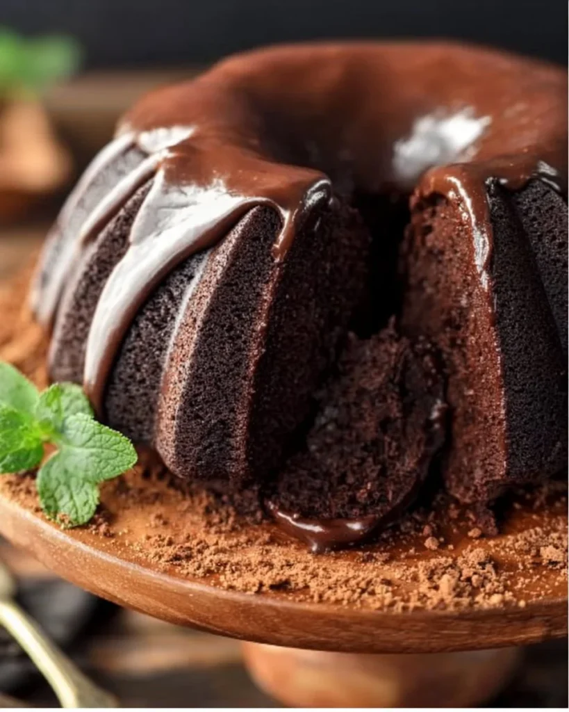 Chocolate zucchini cake topped with chocolate glaze, a delicious dessert idea.
