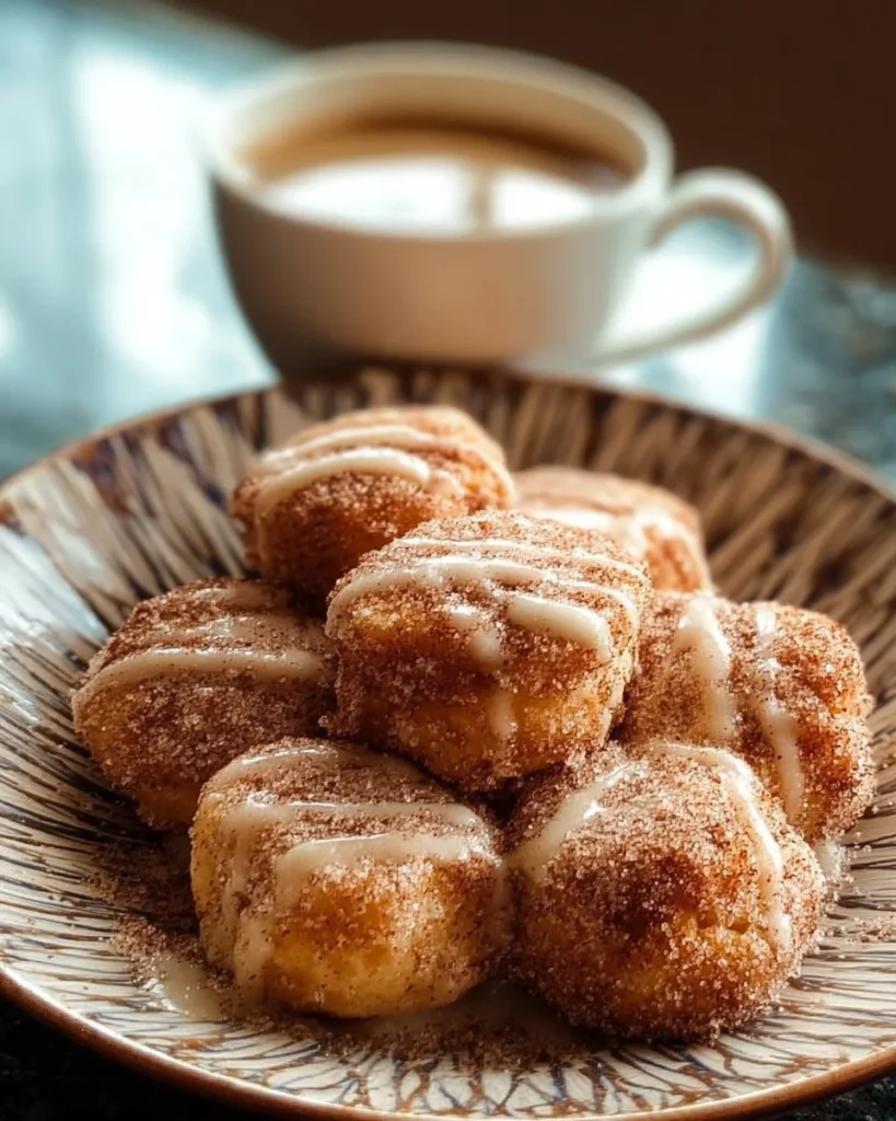 Plate of freshly baked cinnamon sugar biscuit bites
