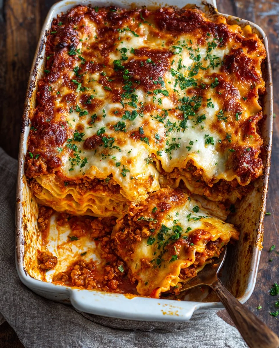Delicious cottage cheese lasagna bake served in a cozy dish