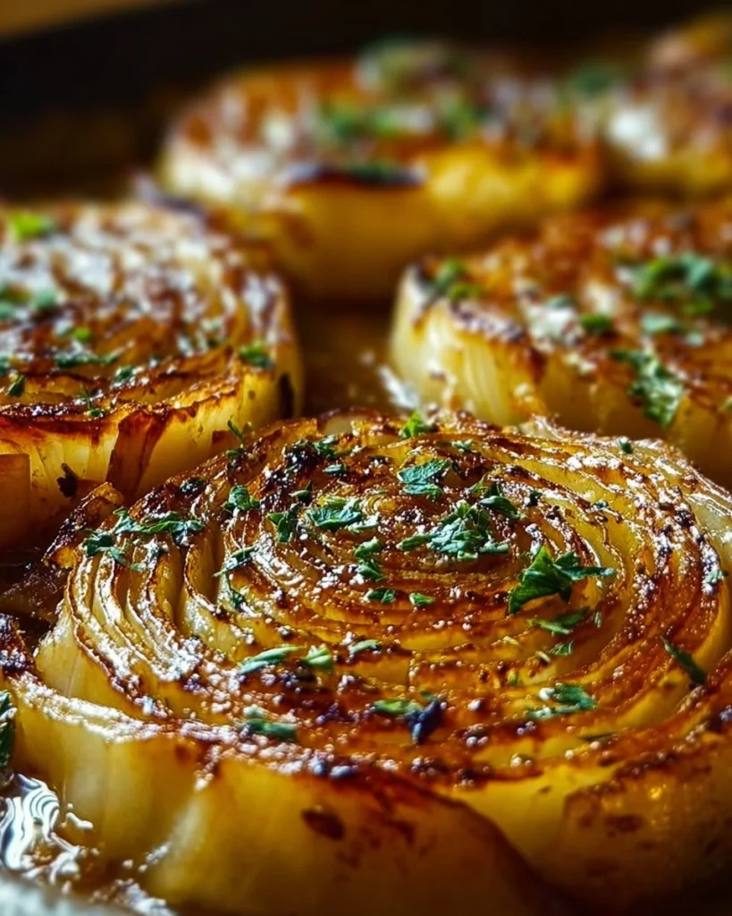 Cozy garlic butter roasted cabbage steaks plated elegantly
