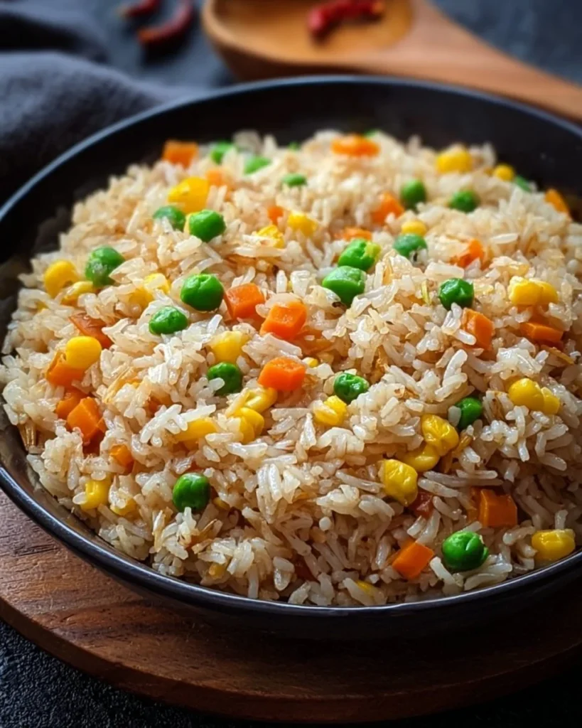 Delicious fried rice made with leftover vegetables in a bowl
