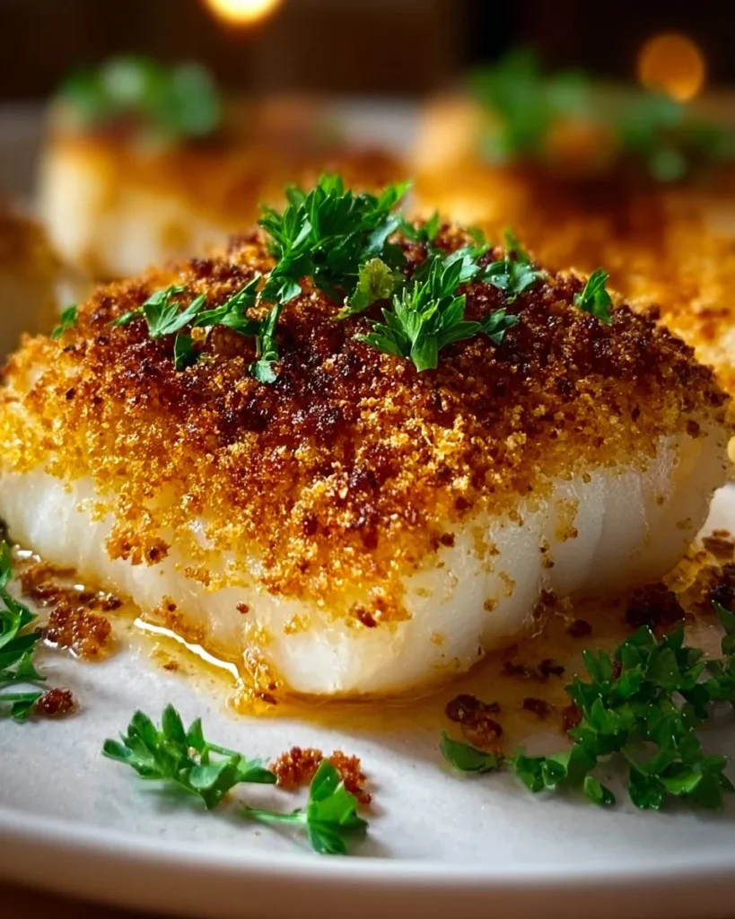 Delicious Easy Boston Baked Cod served with lemon and herbs