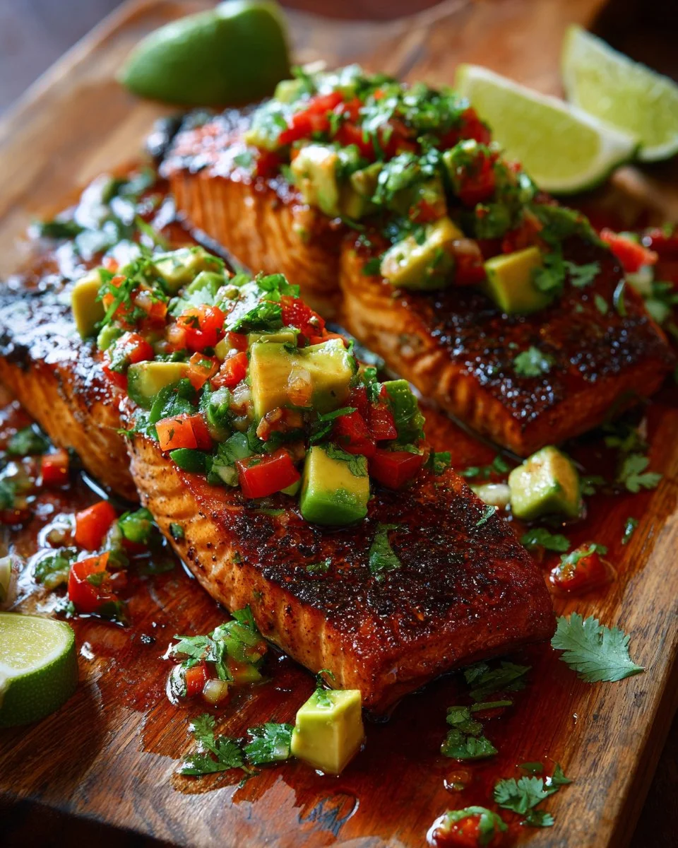 Easy Cajun Lime Salmon With Avocado Salsa
