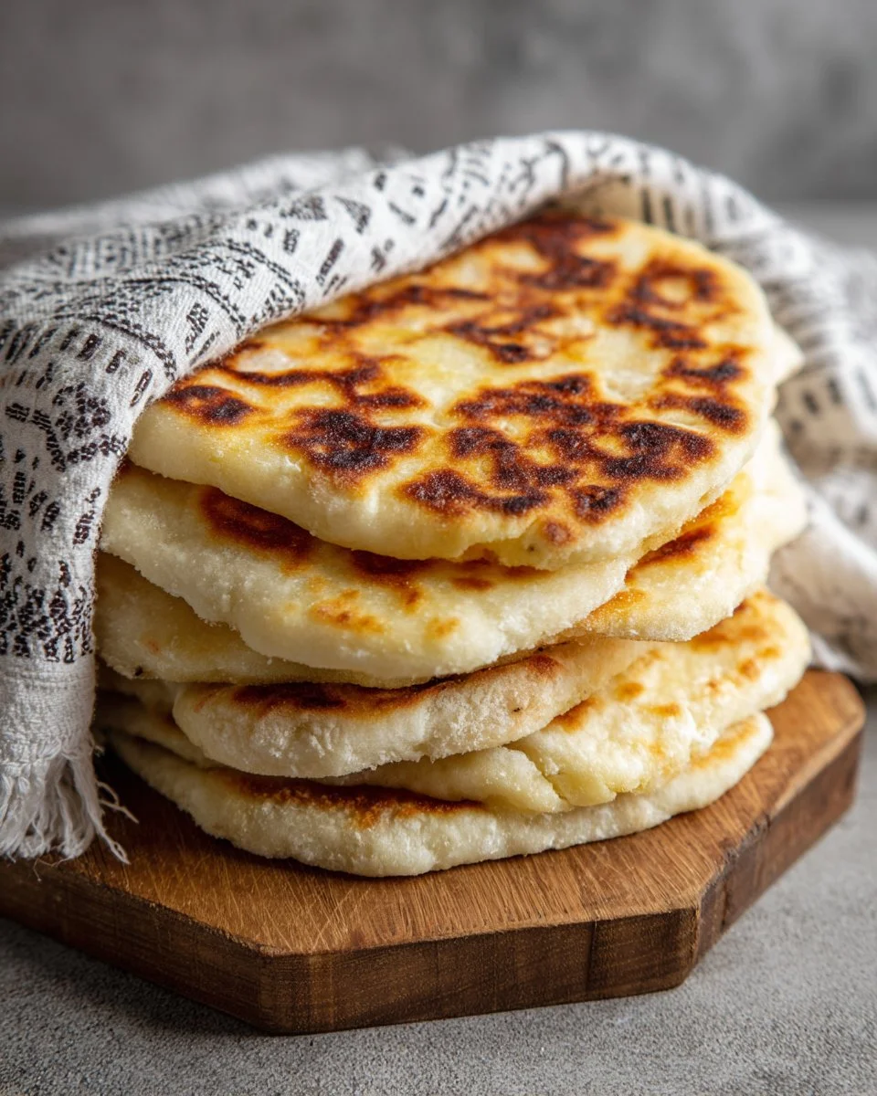 Homemade gluten free flatbread ready to serve with dips and toppings