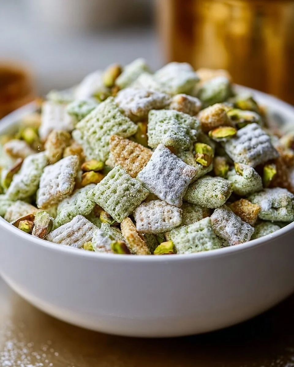 Easy Pistachio Puppy Chow Snack Mix