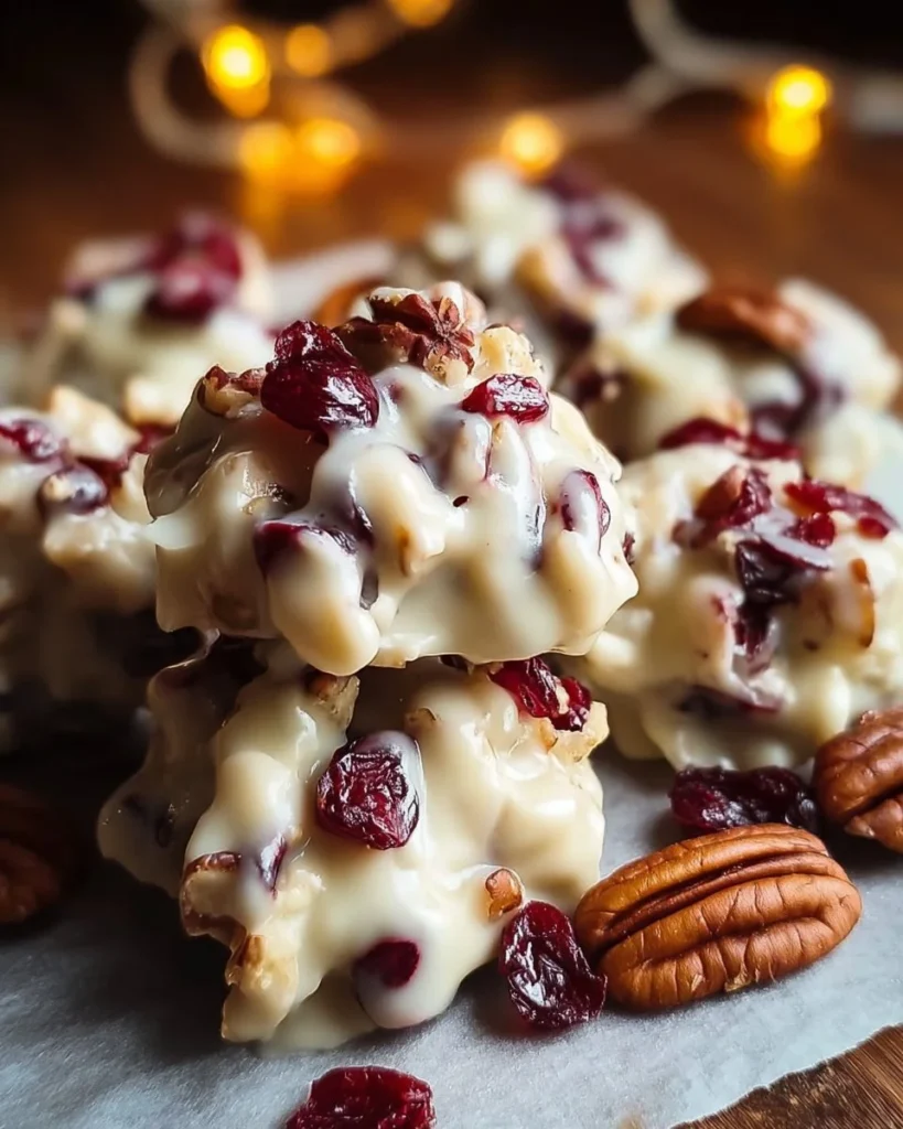 Easy white chocolate cranberry pecan clusters dessert recipe