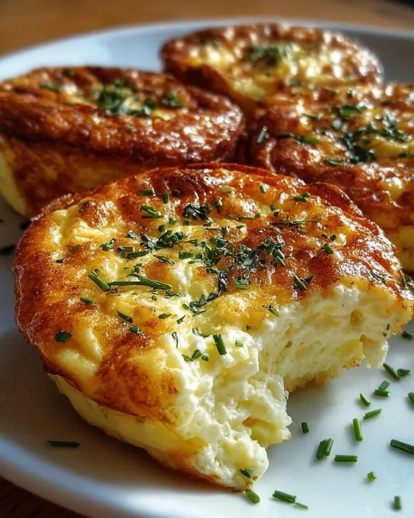 Fluffy baked cottage cheese eggs served on a plate