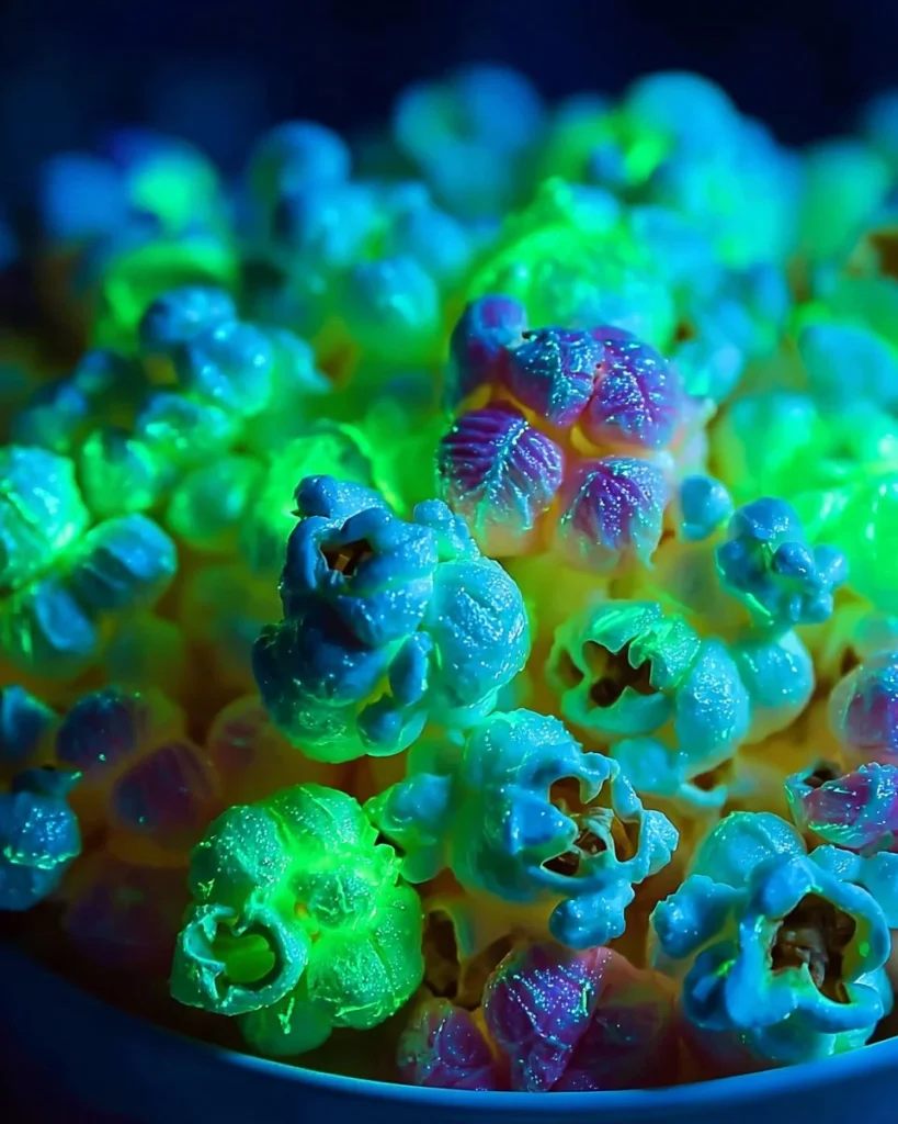 Colorful glow-in-the-dark popcorn bombs ready for a fun party treat.