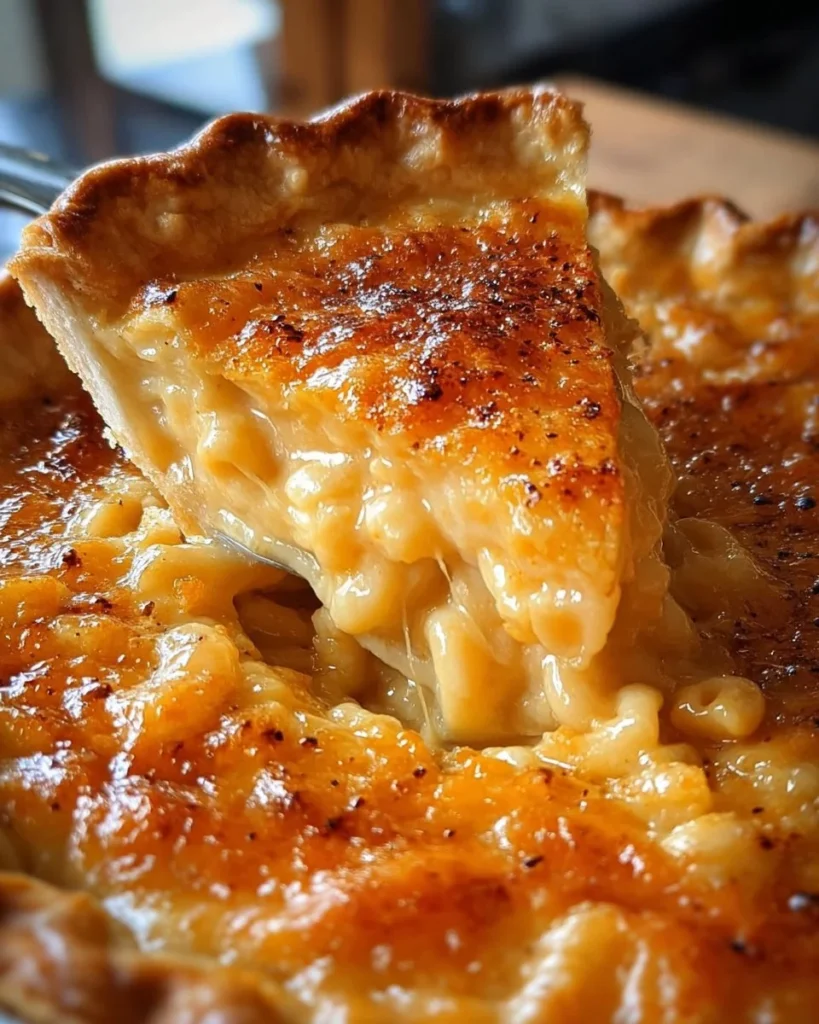 A slice of Hillbilly Pie, also known as Poor Man's Pie, served on a rustic wooden table.