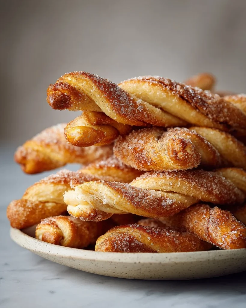 Freshly baked homemade cinnamon pretzel twists topped with sugar and cinnamon