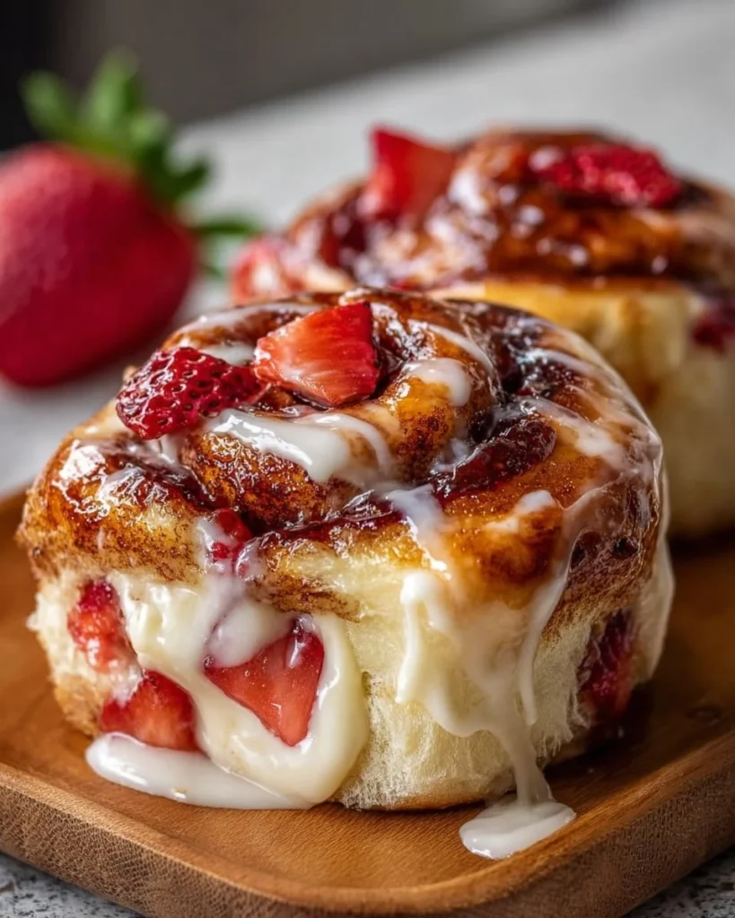 Irresistible strawberry cheesecake Cinnabon rolls fresh out of the oven