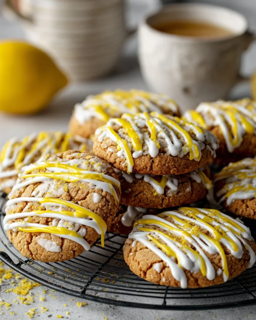 Yummy Lemon Doodle Cookies on a cooling rack.