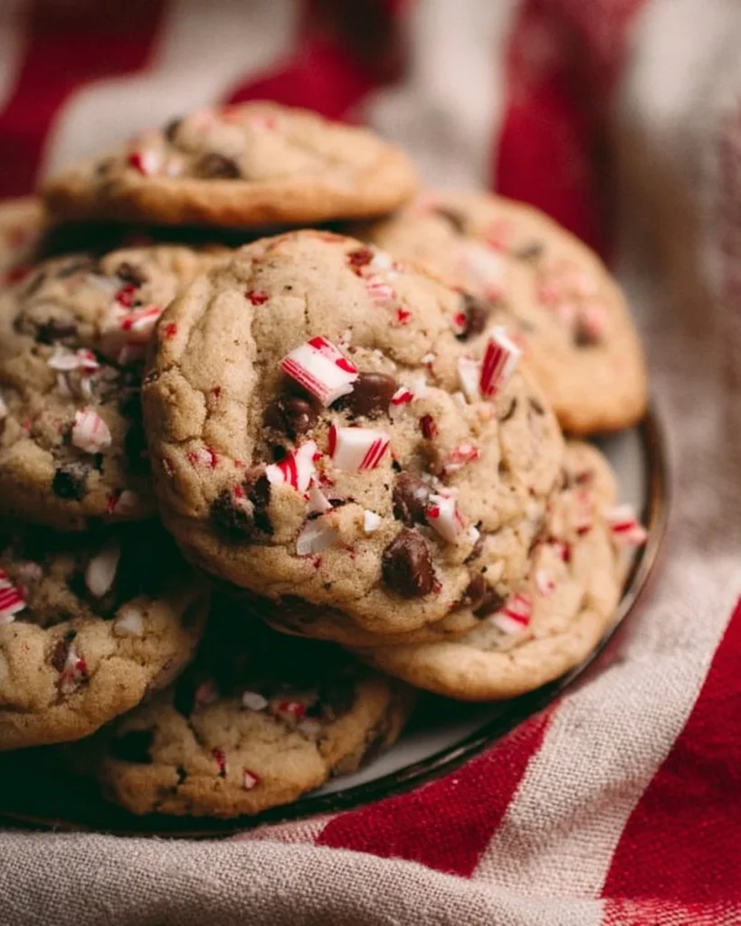 Delicious Peppermint Chocolate Chip Cookies with mint and chocolate chips