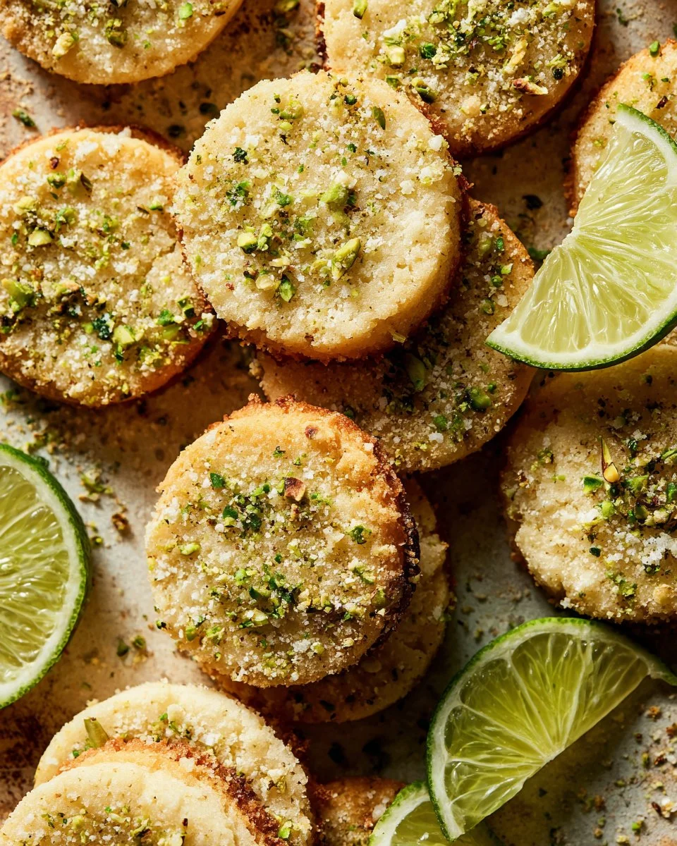 Pistachio Key Lime Shortbread Cookies