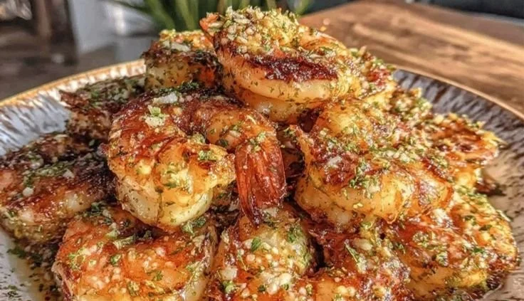 Delicious Garlic Parmesan Roasted Shrimp seasoned to perfection.