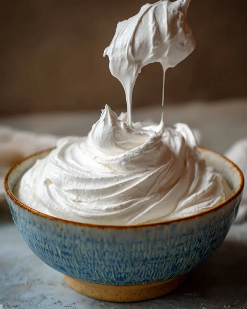 Bowl of homemade marshmallow fluff for baking delicious desserts