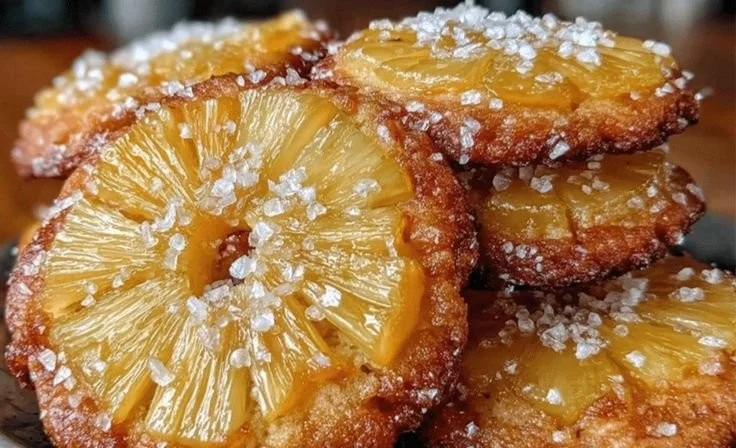 Delicious pineapple upside down sugar cookies on a plate