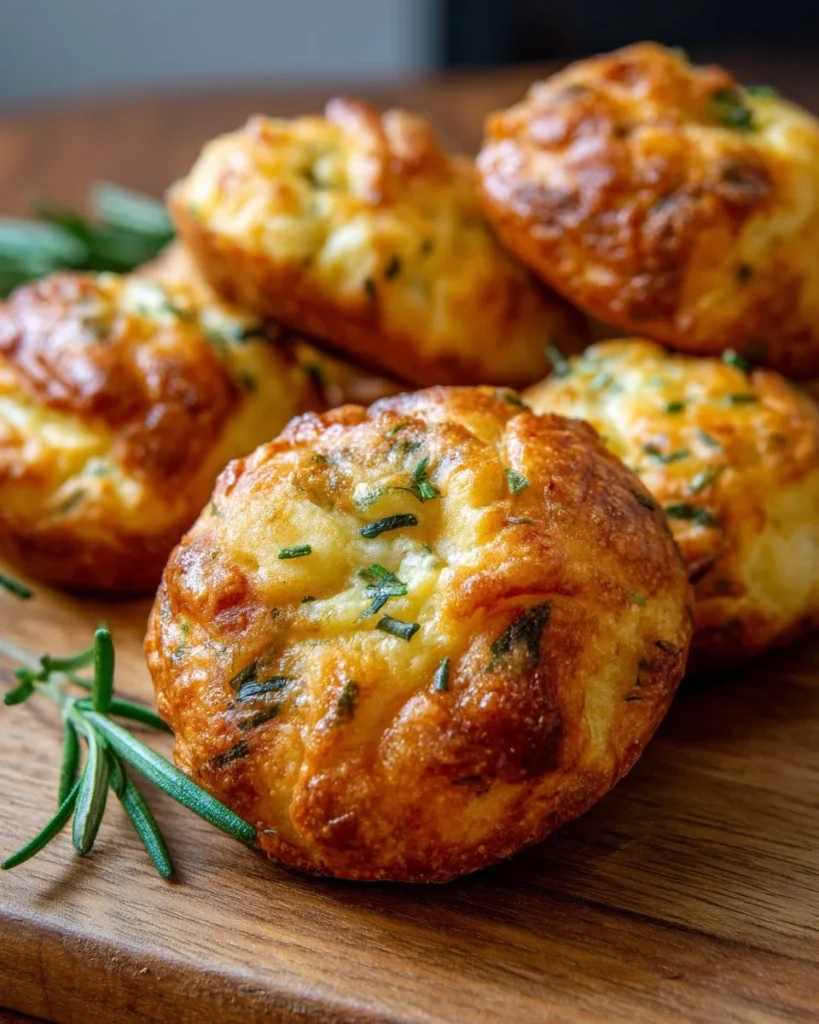 Delicious potato cheddar and chive bakes served in a dish.