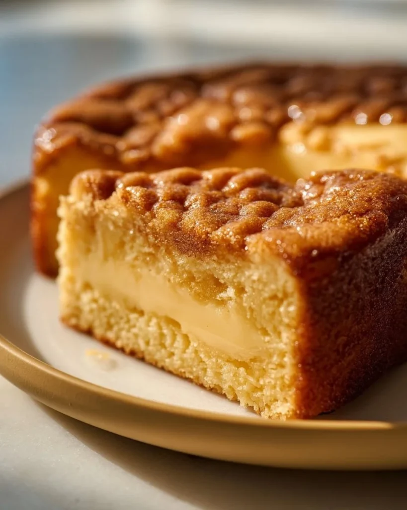 Vanilla Nutmeg Cream Dump Cake topped with creamy frosting and nutmeg
