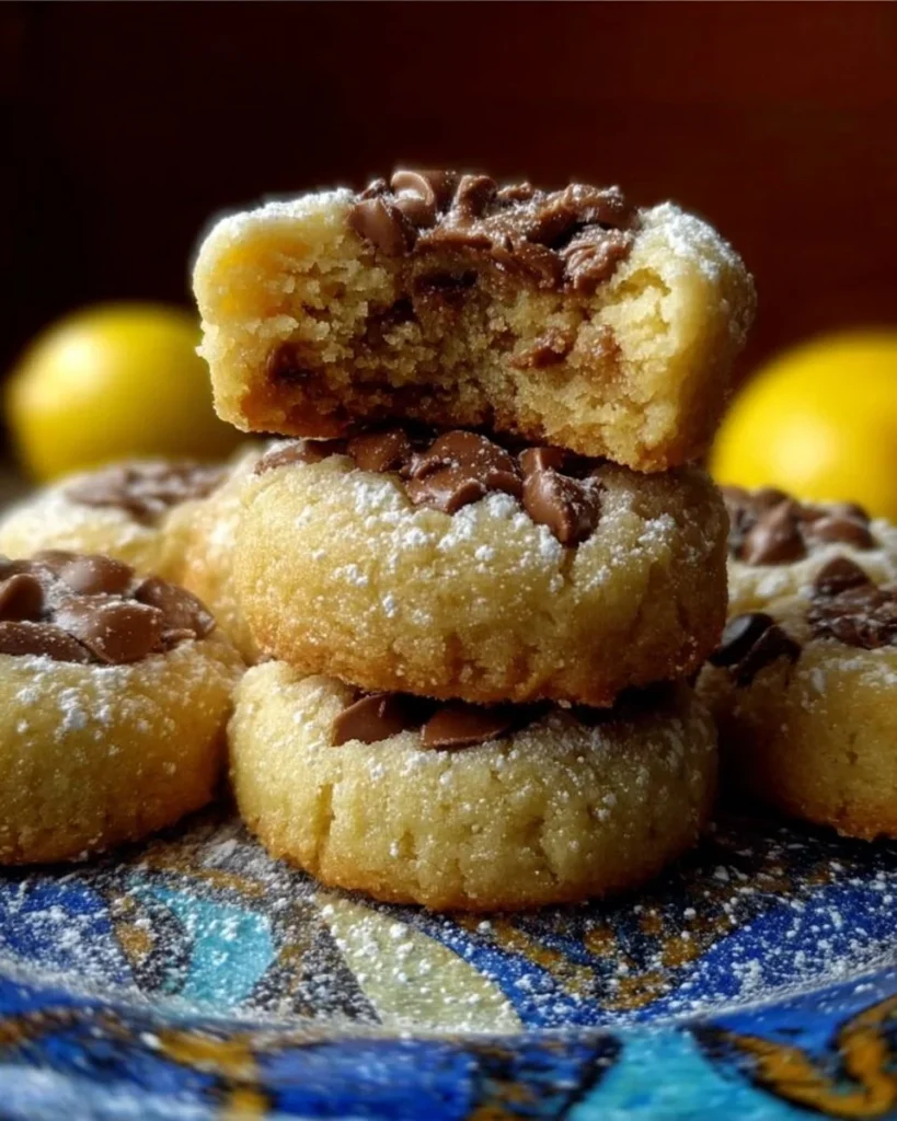 Zesty lemon meltaway cookies with a dusting of powdered sugar