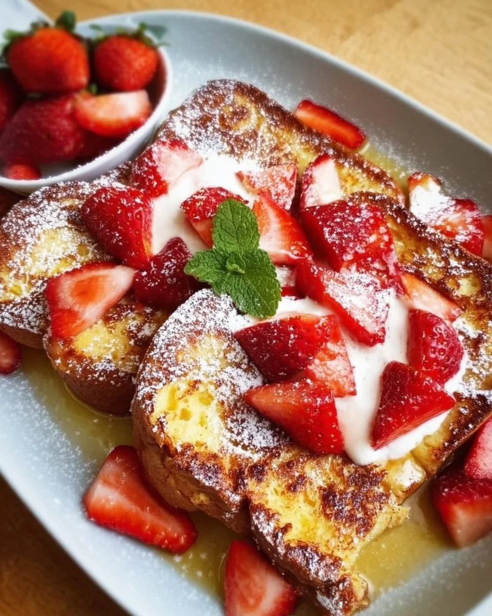Baked Strawberries and Cream French Toast