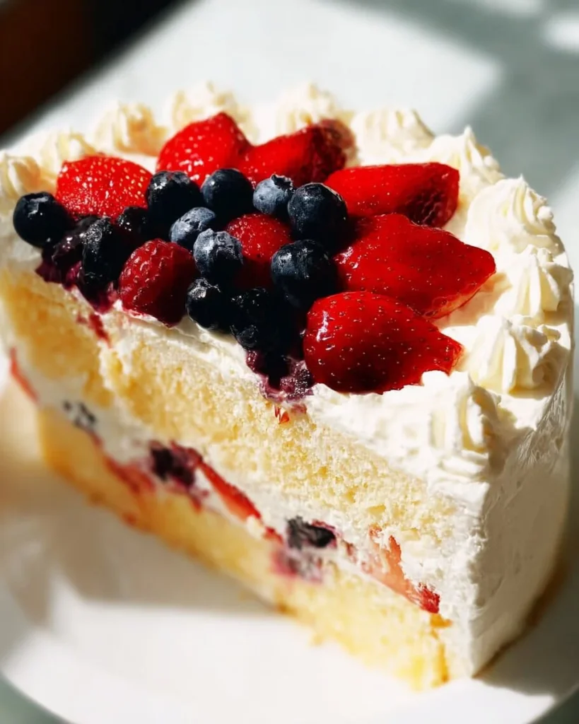 Deliciously decorated best Chantilly cake topped with fresh berries