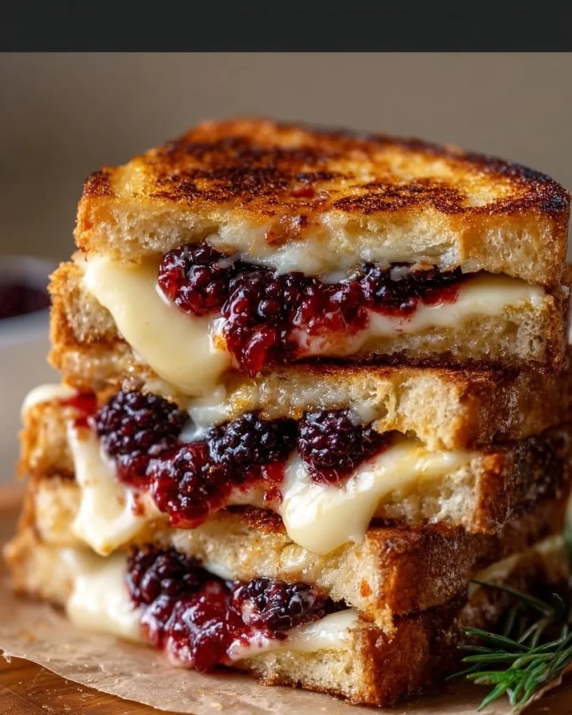 Brie Blackberry Grilled Cheese sandwich with melted brie and fresh blackberries