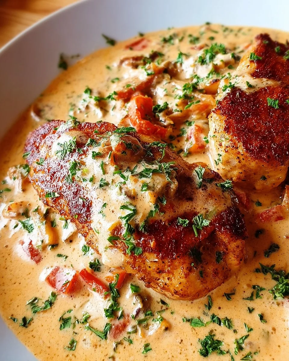 Cajun Chicken in Creamy Bell Pepper Parmesan Sauce
