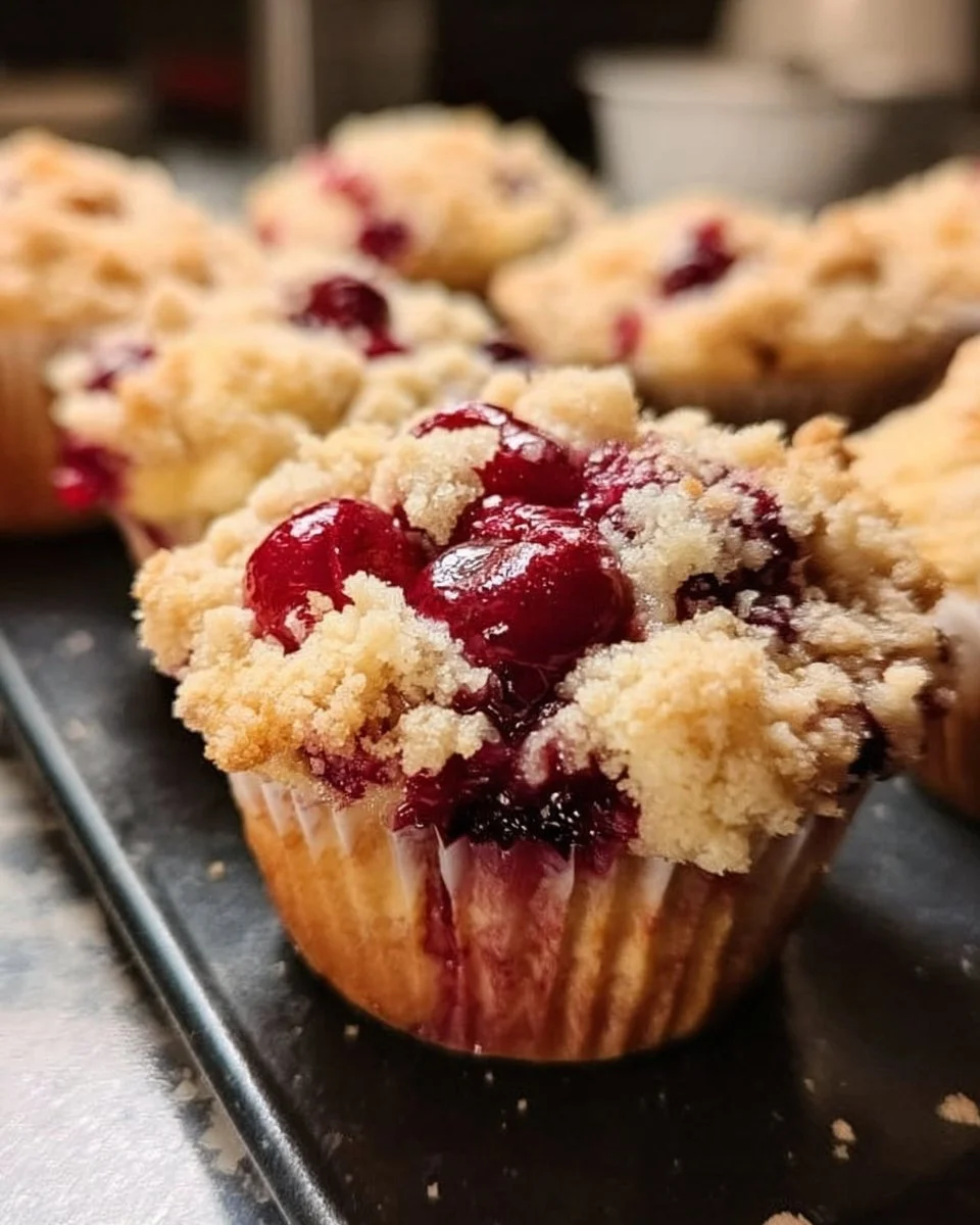 Cherry Cobbler Muffins with Streusel