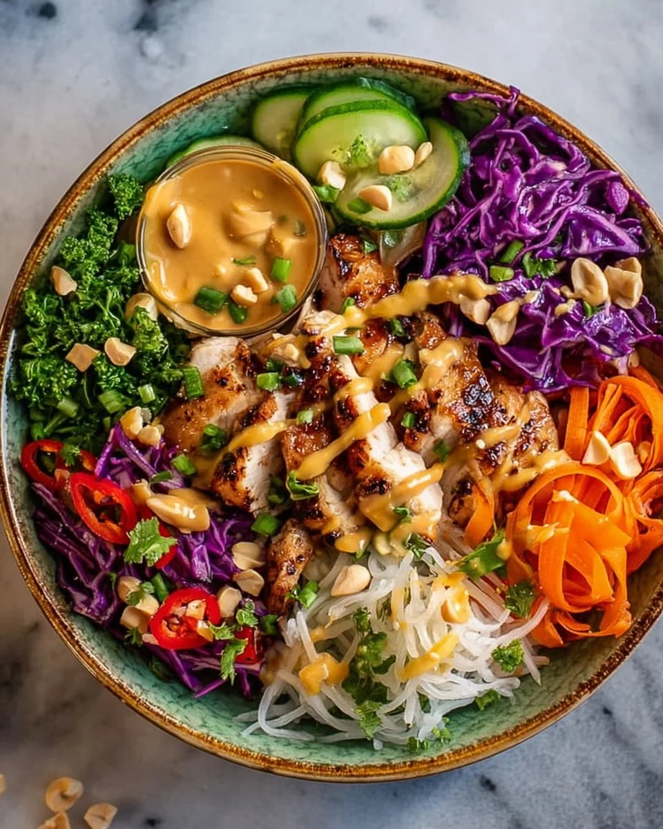Chicken Buddha Bowl with Peanut Sauce