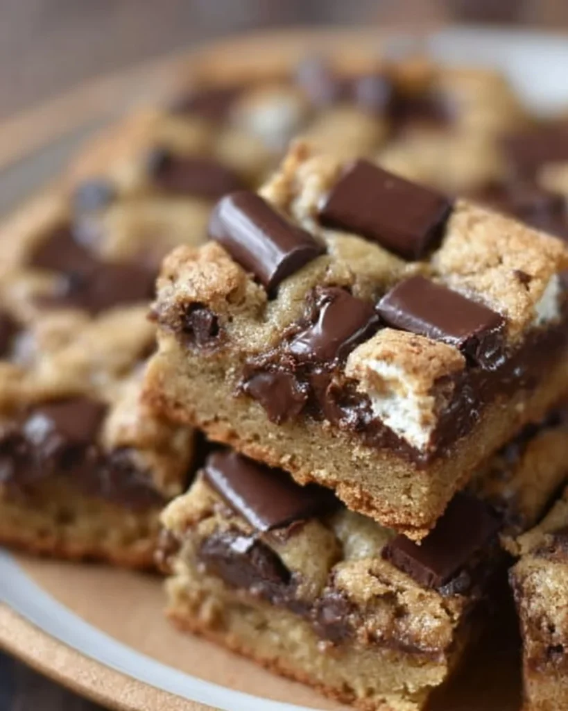 Delicious Chocolate Graham Cookie Bars topped with chocolate drizzle on a plate.