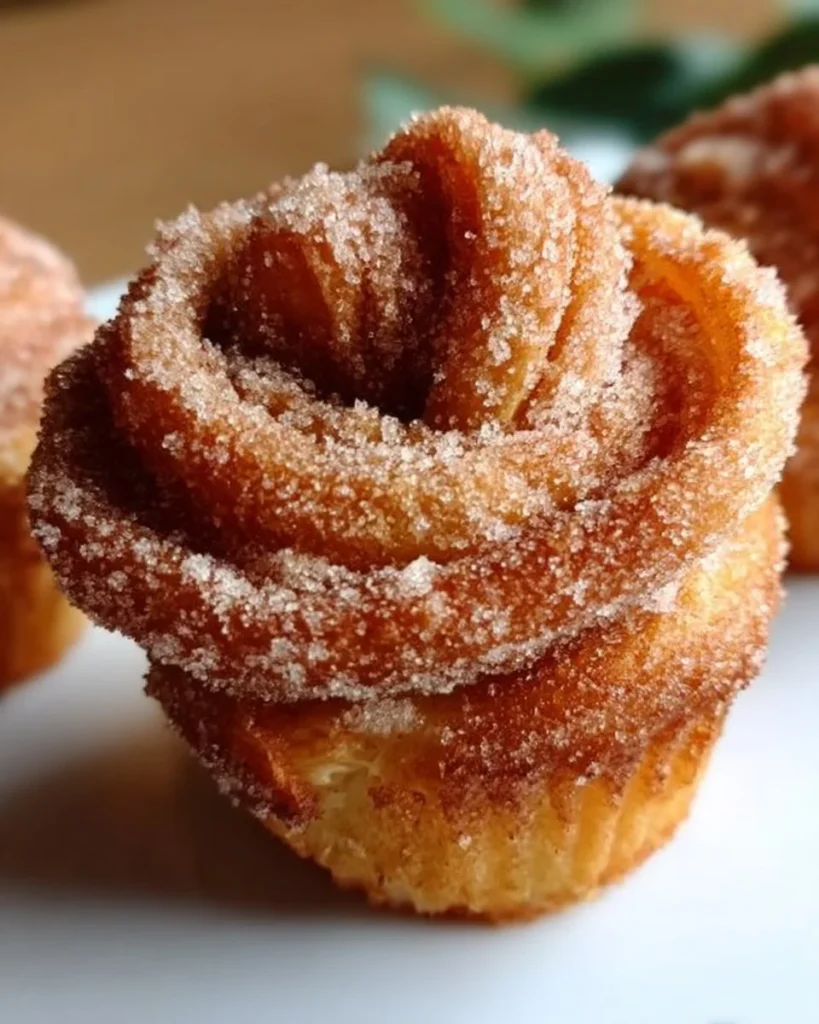 Delicious Churro Cruffins dusted with cinnamon sugar