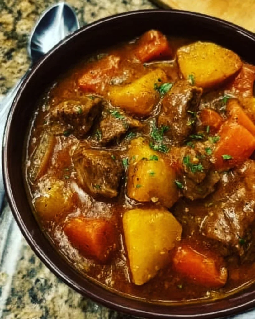 Delicious crock pot beef stew with tender meat and vegetables