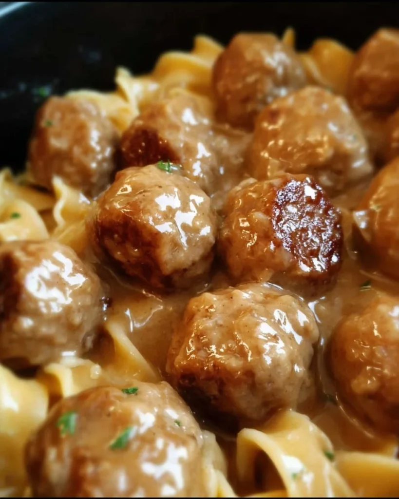 Delicious Crock Pot Swedish meatballs served on a plate