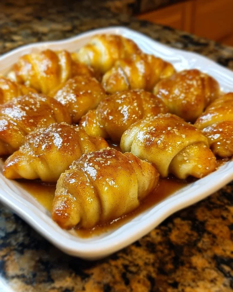 Easy apple dumplings made with crescent rolls, ready to enjoy.