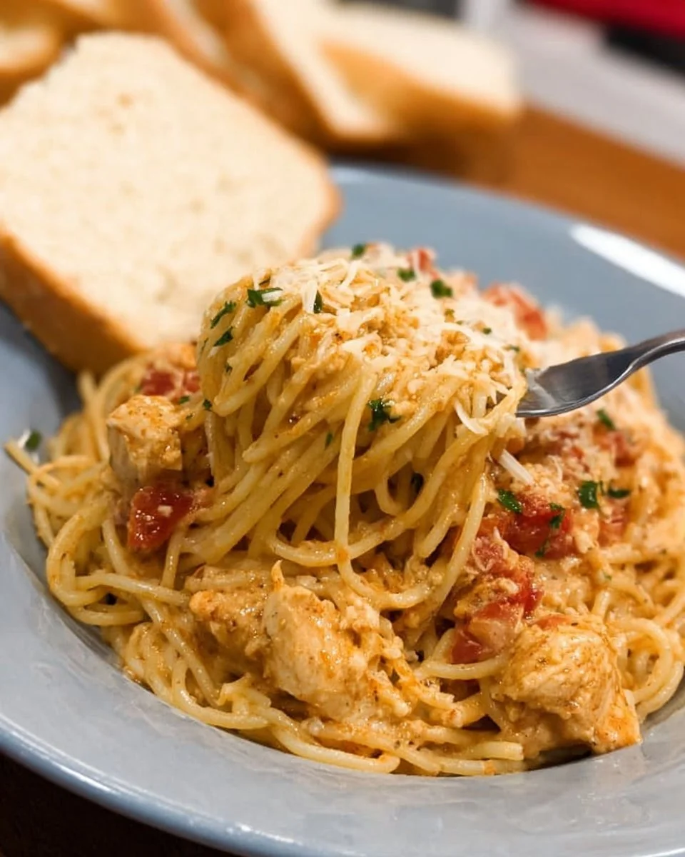 Easy Crockpot Chicken Spaghetti