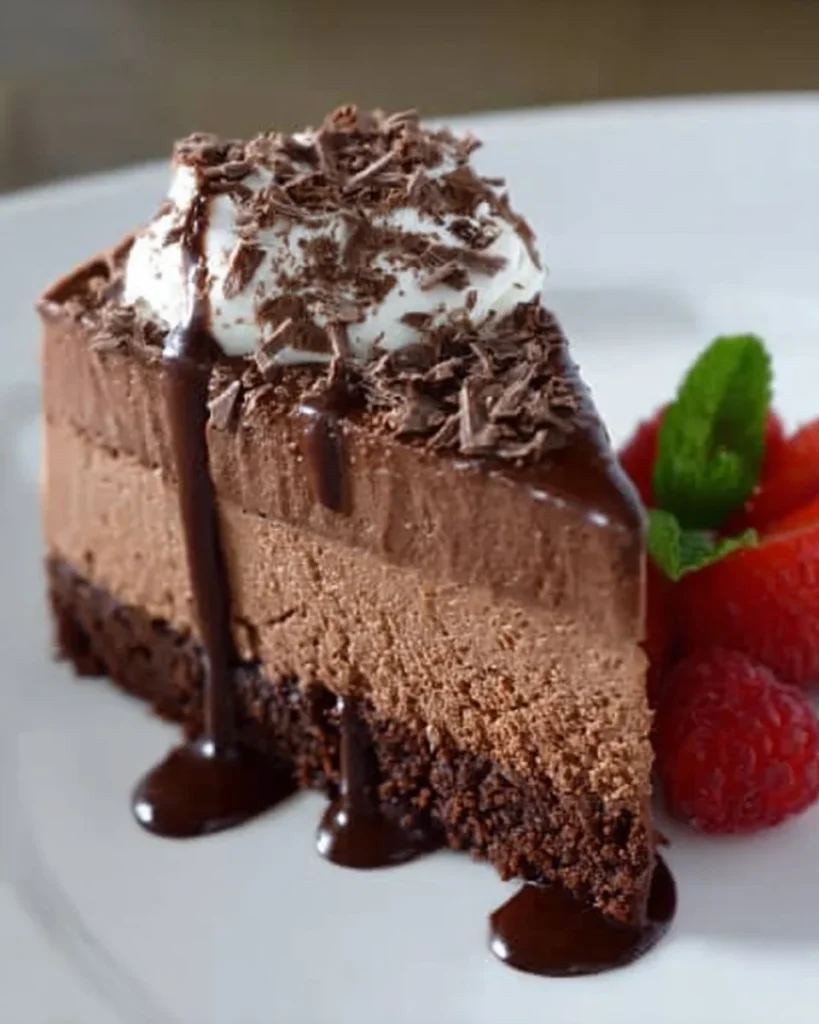Delicious gluten-free chocolate mousse cake with a rich, creamy texture.