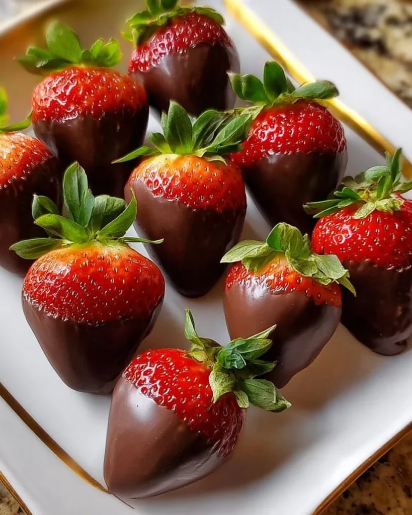 Juicy chocolate covered strawberries made in the microwave for a quick treat