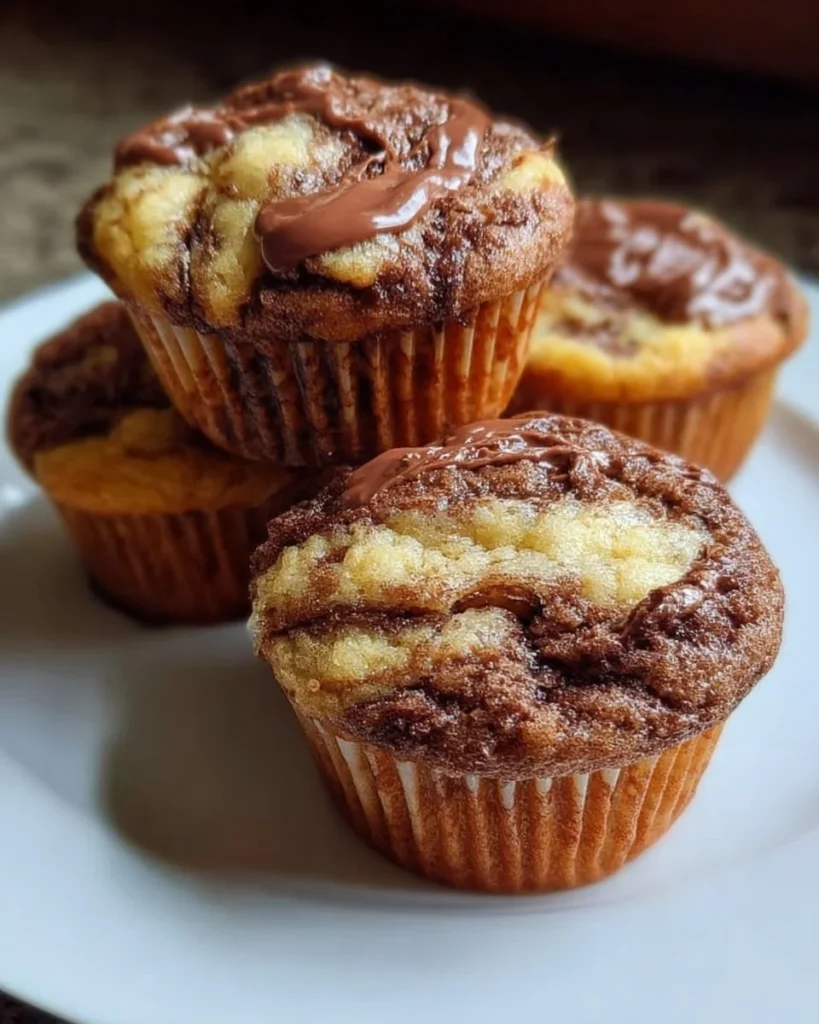 Delicious Nutella banana swirl muffins fresh from the oven