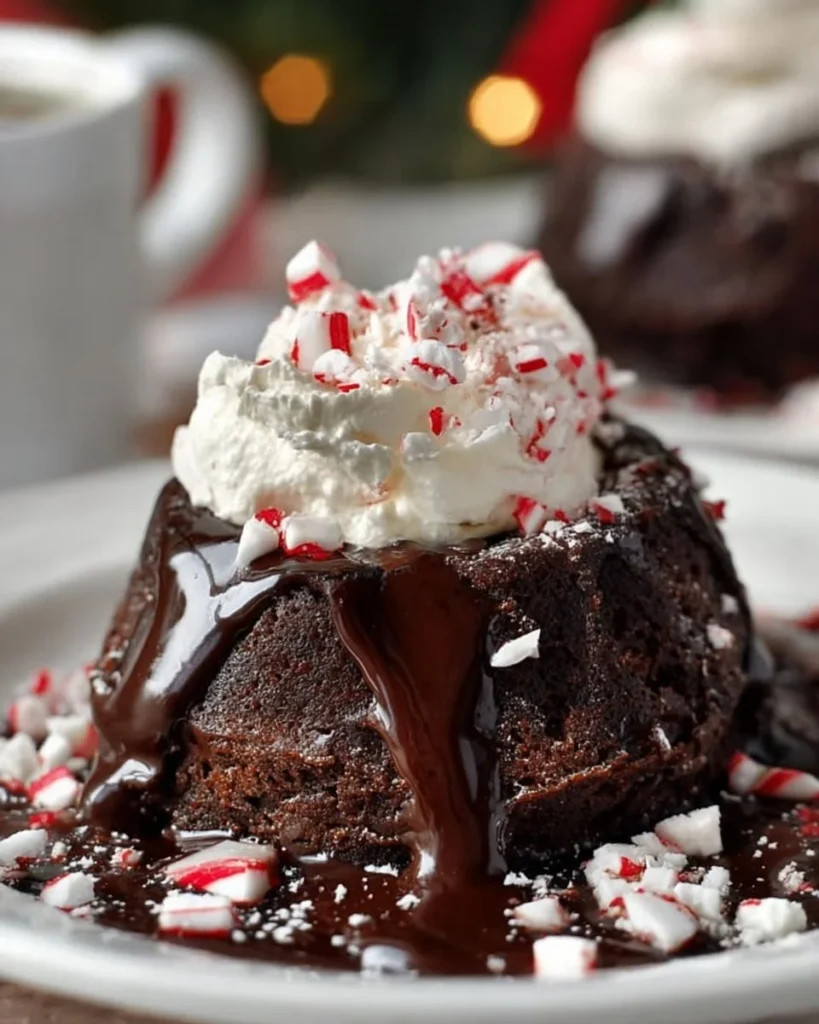 Delicious peppermint mocha lava cakes with a molten chocolate center