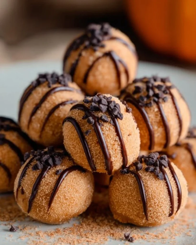 Delicious Pumpkin Cheesecake truffles garnished with spices and fall decor