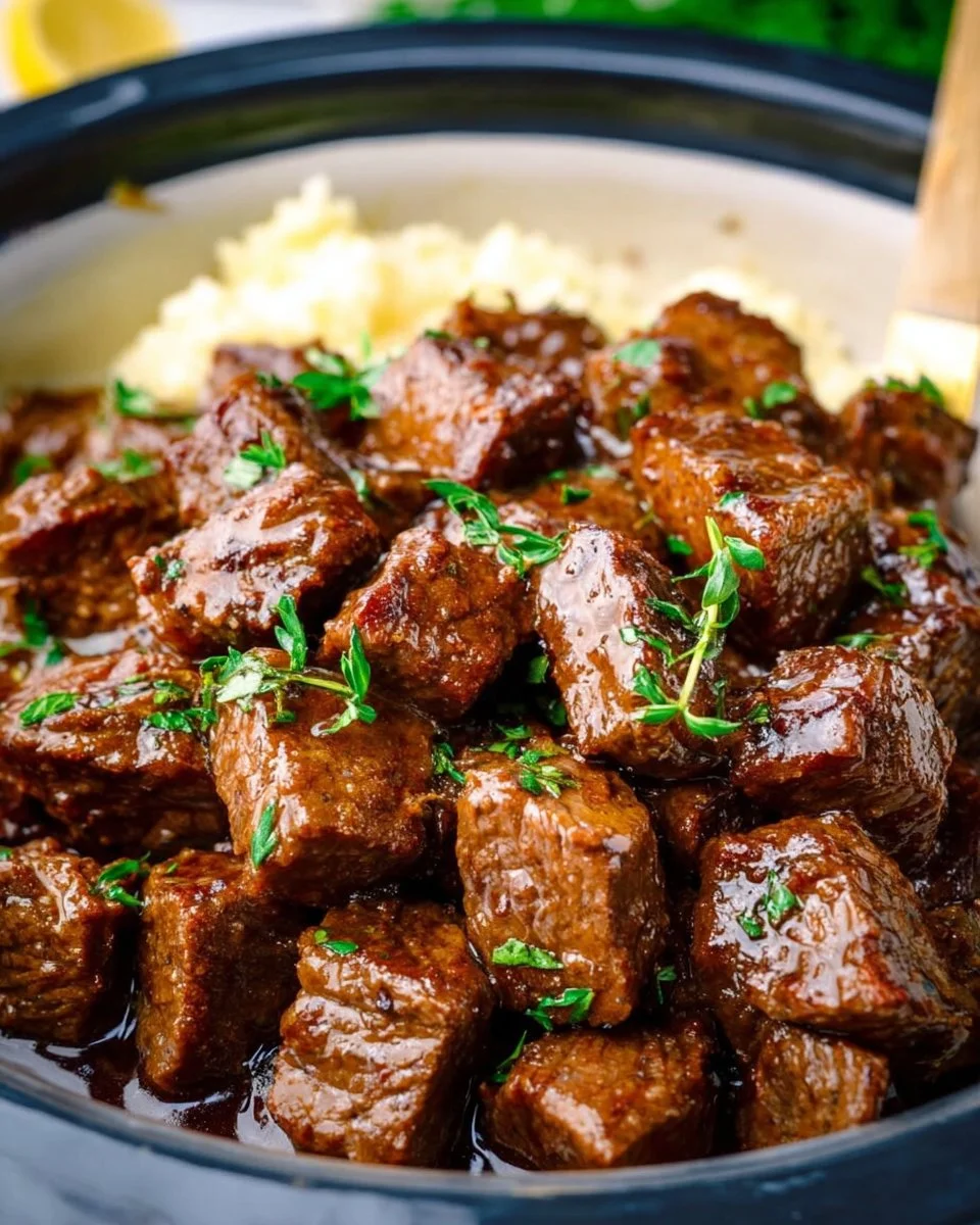 Slow Cooker Garlic Butter Steak Bites