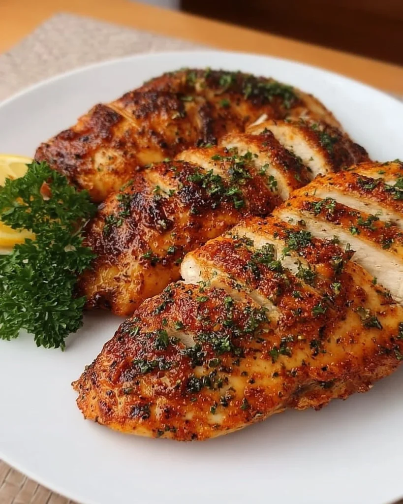 Deliciously cooked Air Fryer Chicken Breast served on a plate
