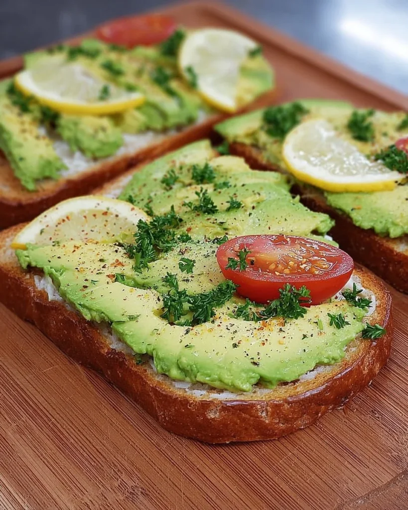 Delicious avocado toast topped with fresh herbs and spices