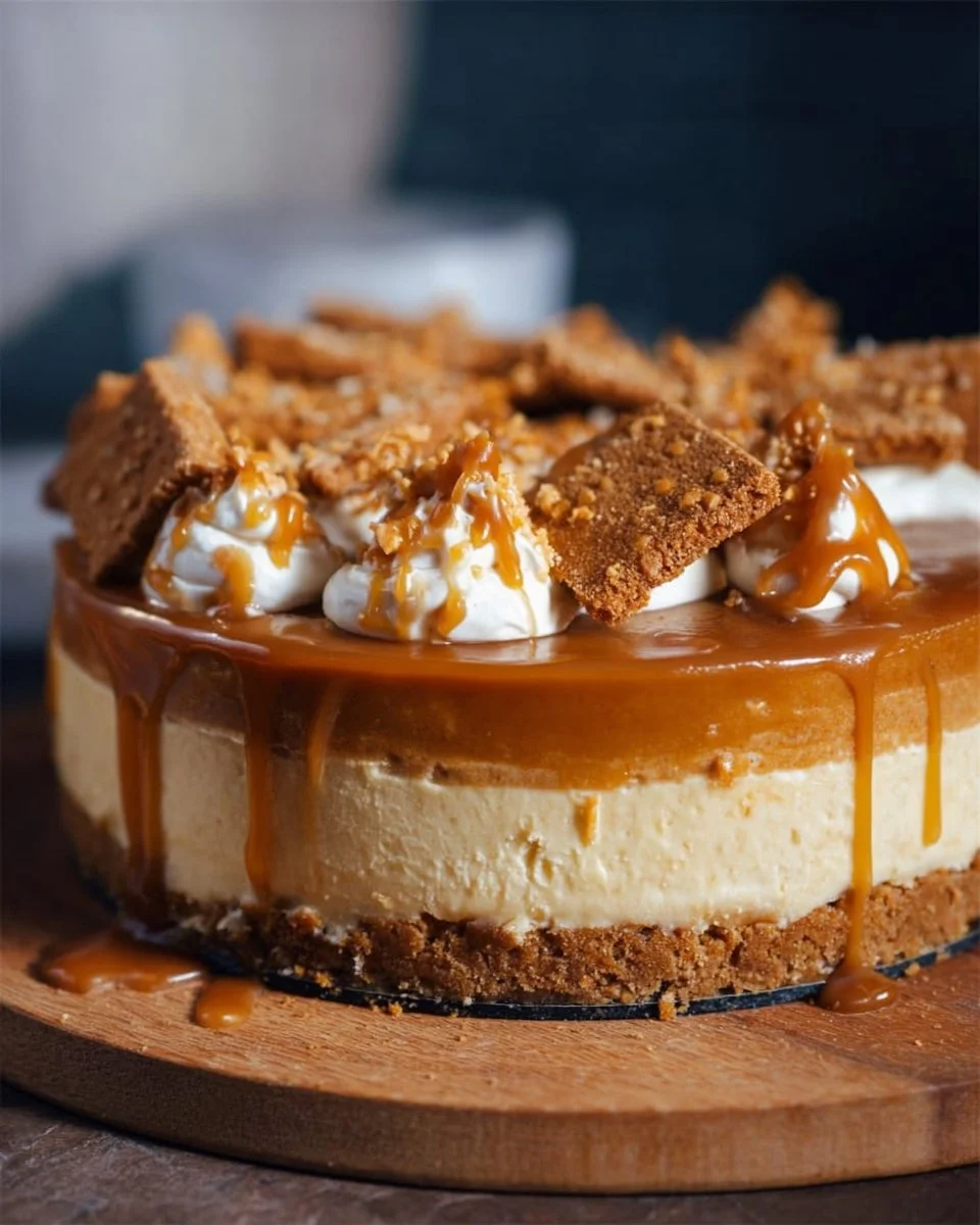 Biscoff Cheesecake With Layered Salted Caramel