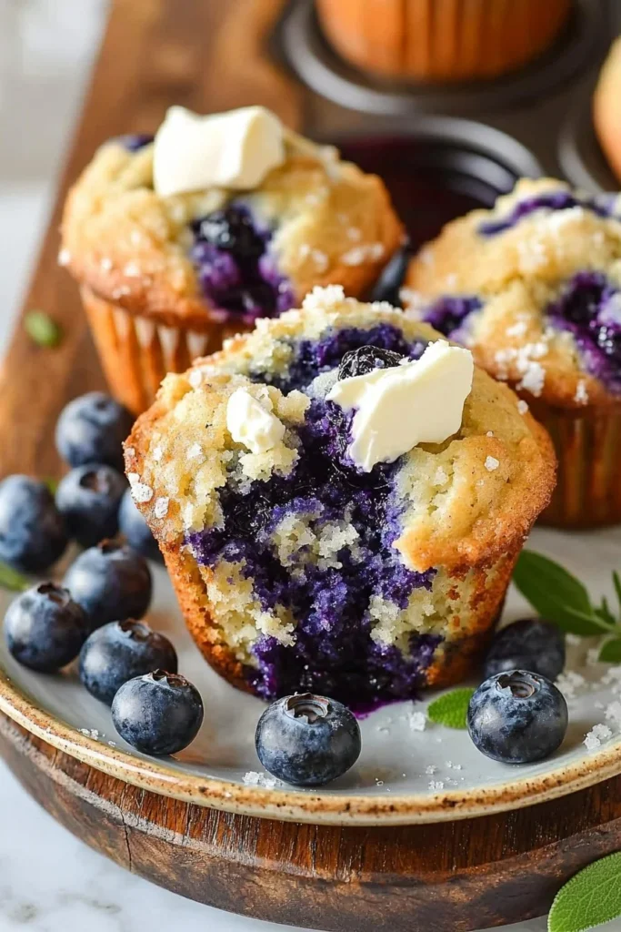 Delicious Blueberry Cream Cheese Muffins fresh out of the oven