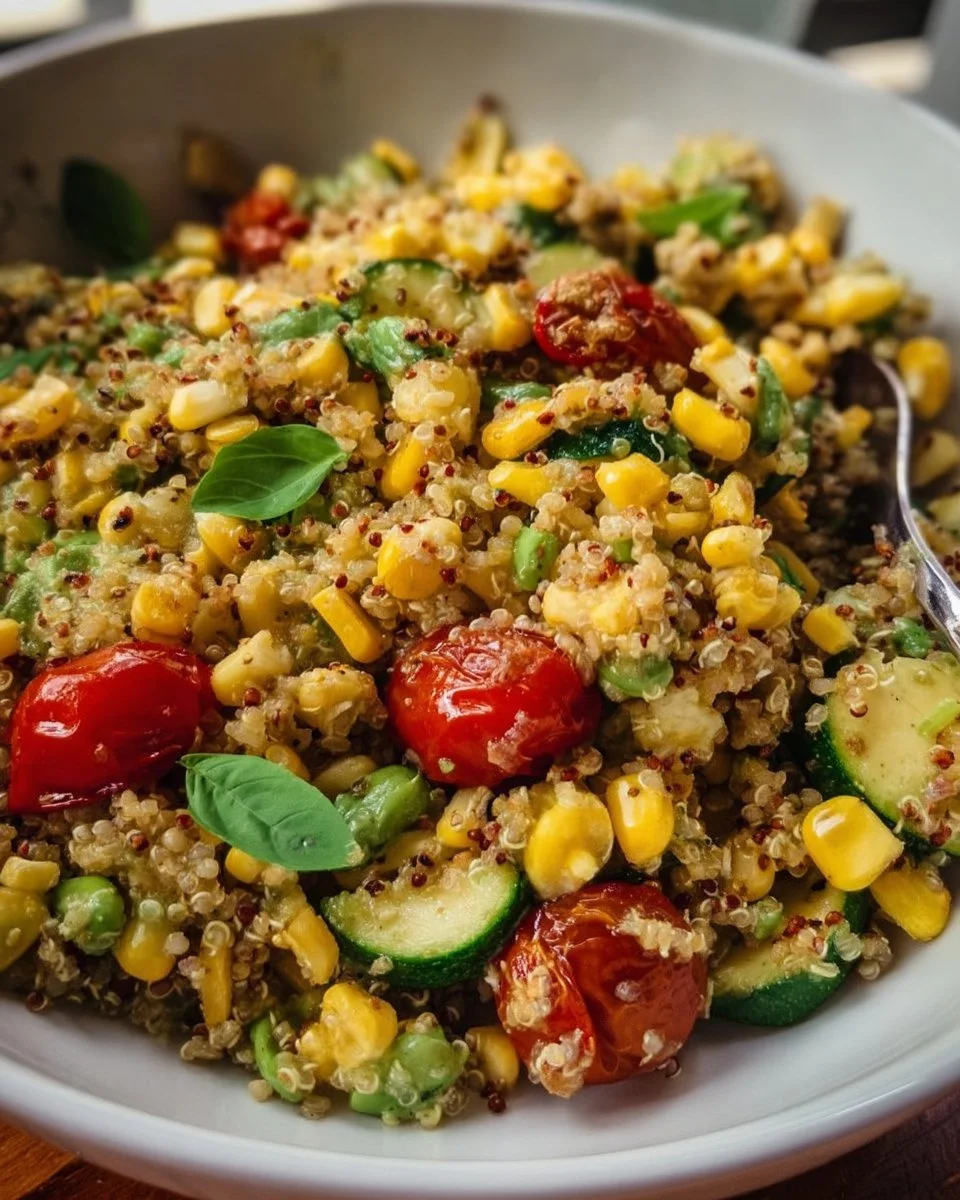 Charred Corn and Quinoa Salad with Jalapeño Basil Dressing