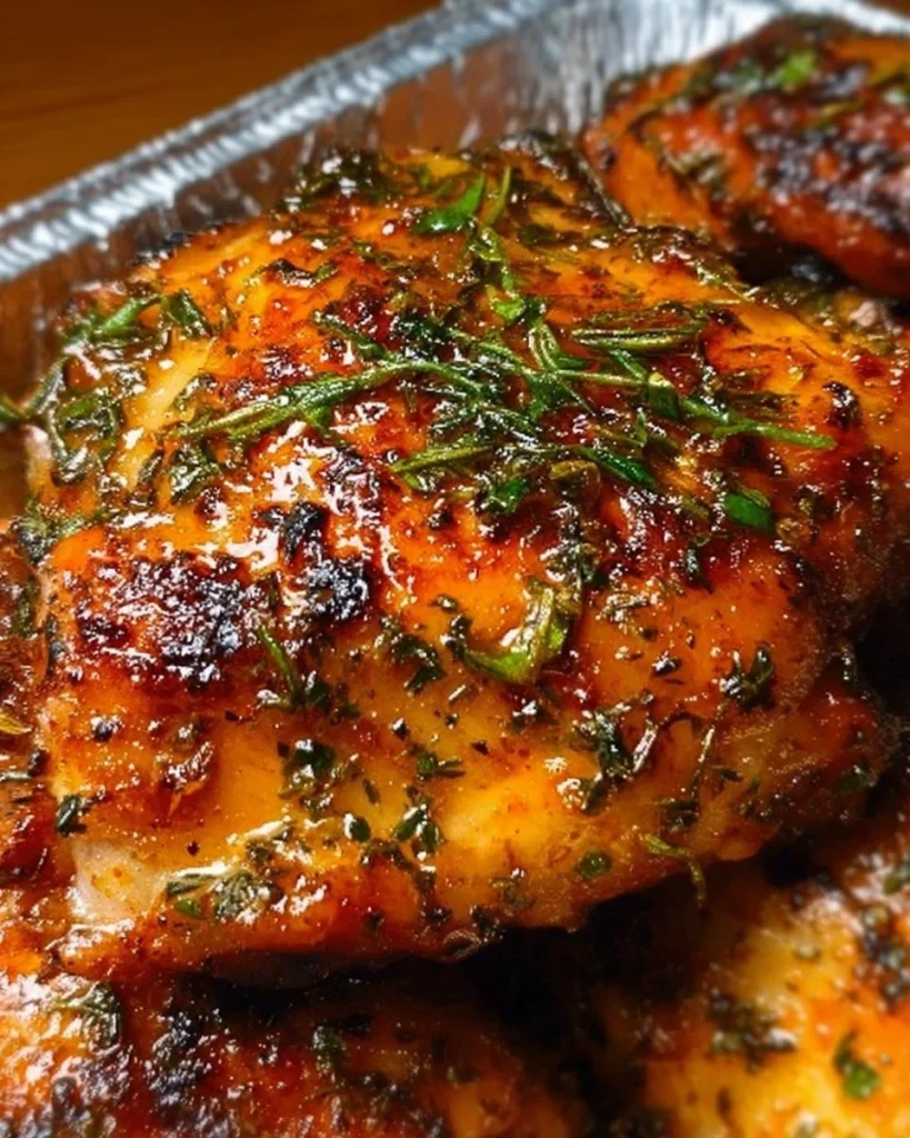Delicious marinated chicken thighs ready for grilling.