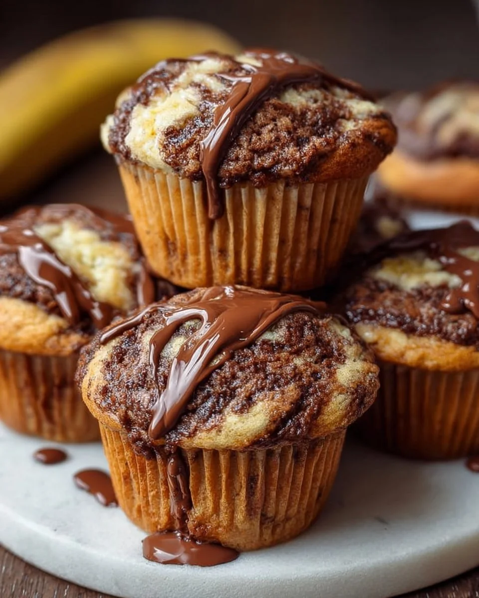 Chocolate Hazelnut Banana Swirl Muffins