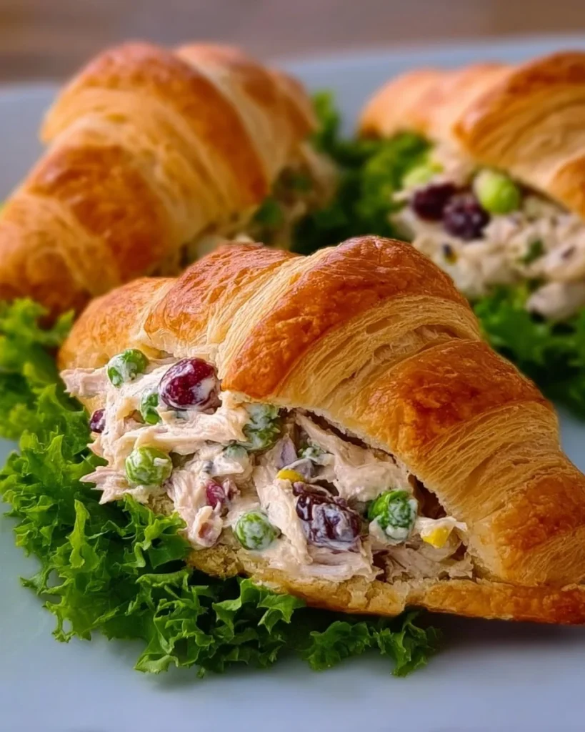 Classic Spring Chicken Salad Crescent Rolls with fresh ingredients